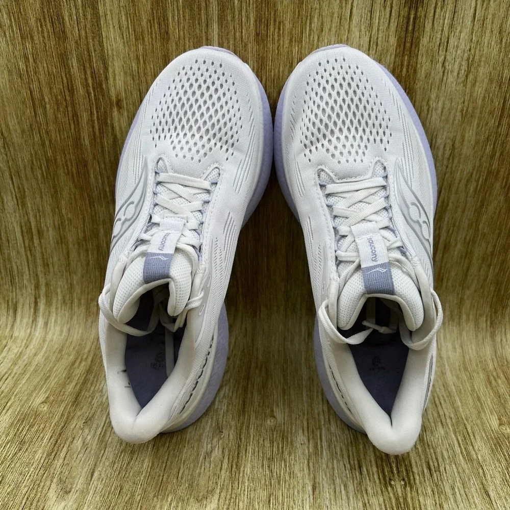 Saucony Ride 18 Running Shoes Womens Size 9 White Lilac Mesh Athletic S11001-245
